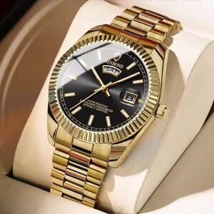 Gold and Black Watch Men’s Quartz Watch – Business Waterproof